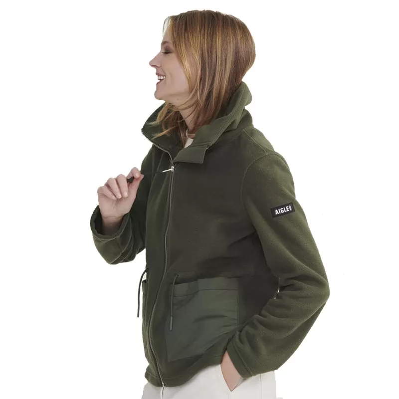 Jaqueta Aigle Bimaterial Verde Fleece
