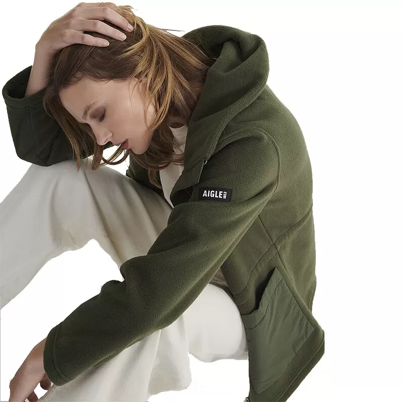 Jaqueta Aigle Bimaterial Verde Fleece