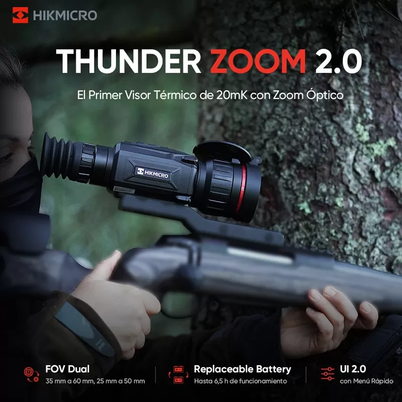 Visor HikMicro THUNDER 2.0 ZOOM TH50Z 384X288, 12 um. LÍQUIDO 20 mk. 50 mm 2600 mt.
