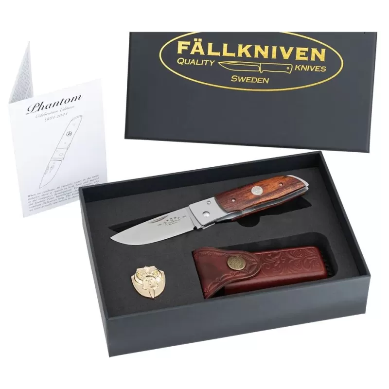 Fallkniven Phantom - modelo de 40º aniversário - Elmax - Desert Ironwood - Estojo de couro