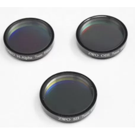 Conjunto de filtros ZWO Ha SII OIII de 1,25", 7 nm, espessura de 1,9 mm Conjunto de filtros ZWO Ha SII OIII de 1,25", 7 nm, espessura de 1,9 mm