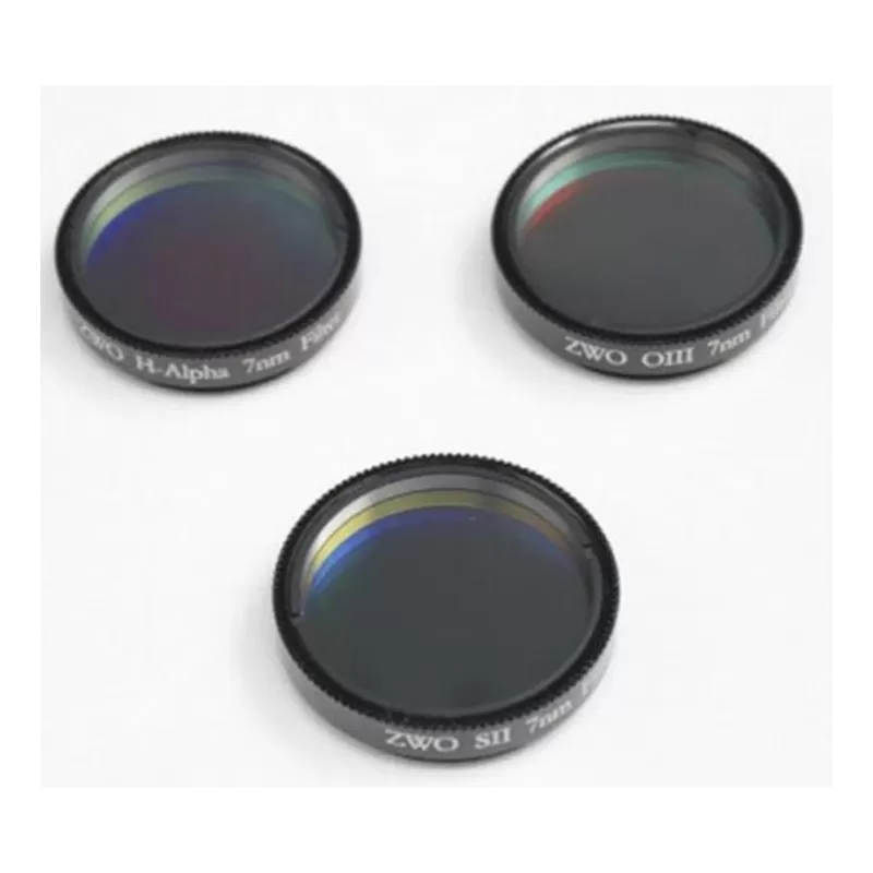 Conjunto de filtros ZWO Ha SII OIII de 36 mm, 7 nm, espessura de 2 mm