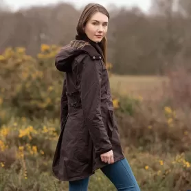 Chaqueta encerada Oxford Blue Olivia Brown