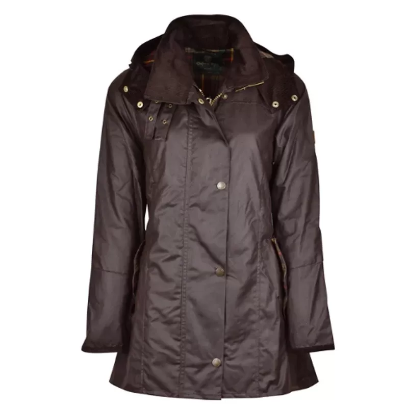 Jaqueta Oxford Azul Olivia Marrom Encerada