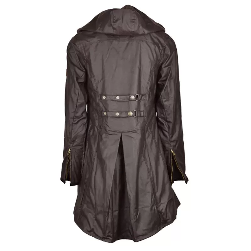 Jaqueta Oxford Azul Olivia Marrom Encerada