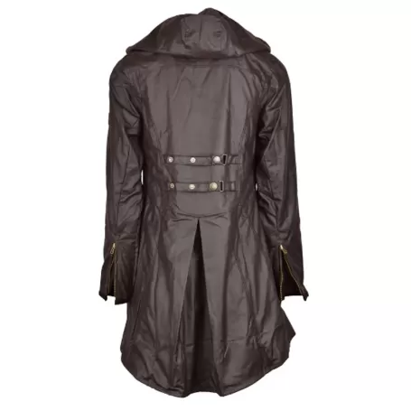 Jaqueta Oxford Azul Olivia Marrom Encerada