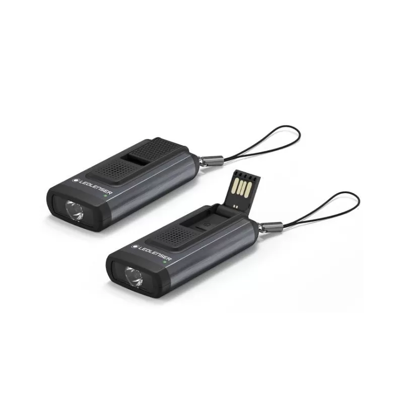 Chaveiro Led Lenser K6R Memória de Segurança 4GB Cinza Recarregável Carregamento USB-A (Sinal Acústico de Emergência) OB