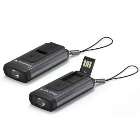 Chaveiro Led Lenser K6R Memória de Segurança 4GB Cinza Recarregável Carregamento USB-A (Sinal Acústico de Emergência) OB