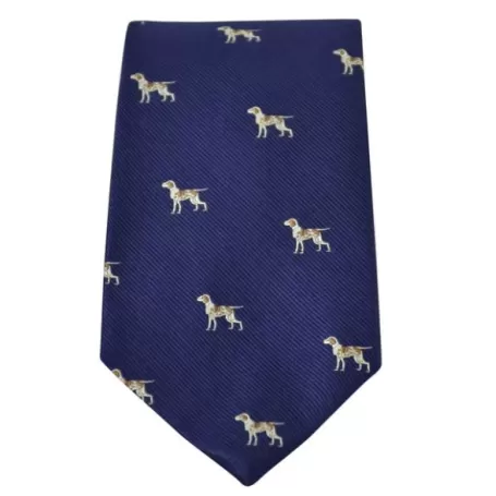 Gravata Oxford Azul Cachorro Seda Marinho