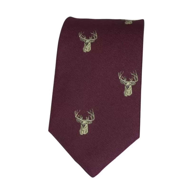 Gravata Oxford Blue Deer Silk Wine