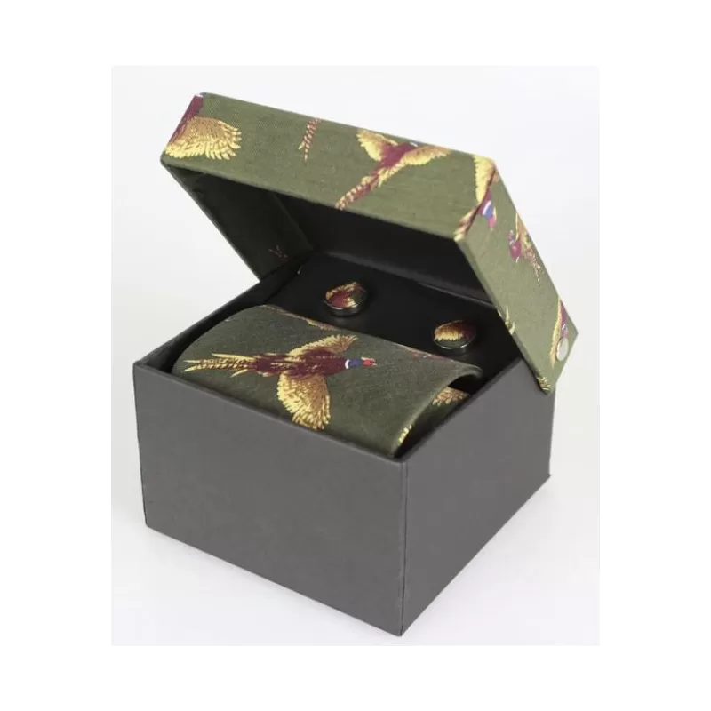 Caixa de abotoaduras e gravatas Oxford azul e verde Caixa de abotoaduras e gravatas Oxford azul e verde