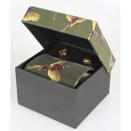 Caixa de abotoaduras e gravatas Oxford azul e verde Caixa de abotoaduras e gravatas Oxford azul e verde