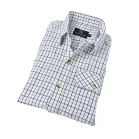 Camisa Oxford Blue Tattersall para niños manga larga Blue