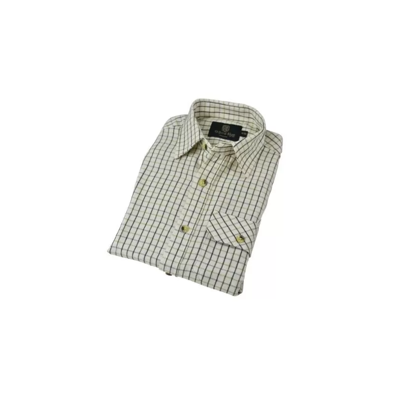 Camisa Oxford Azul Tattersall para Meninos Manga Longa Verde Camisa Oxford Azul Tattersall para Meninos Manga Longa Verde