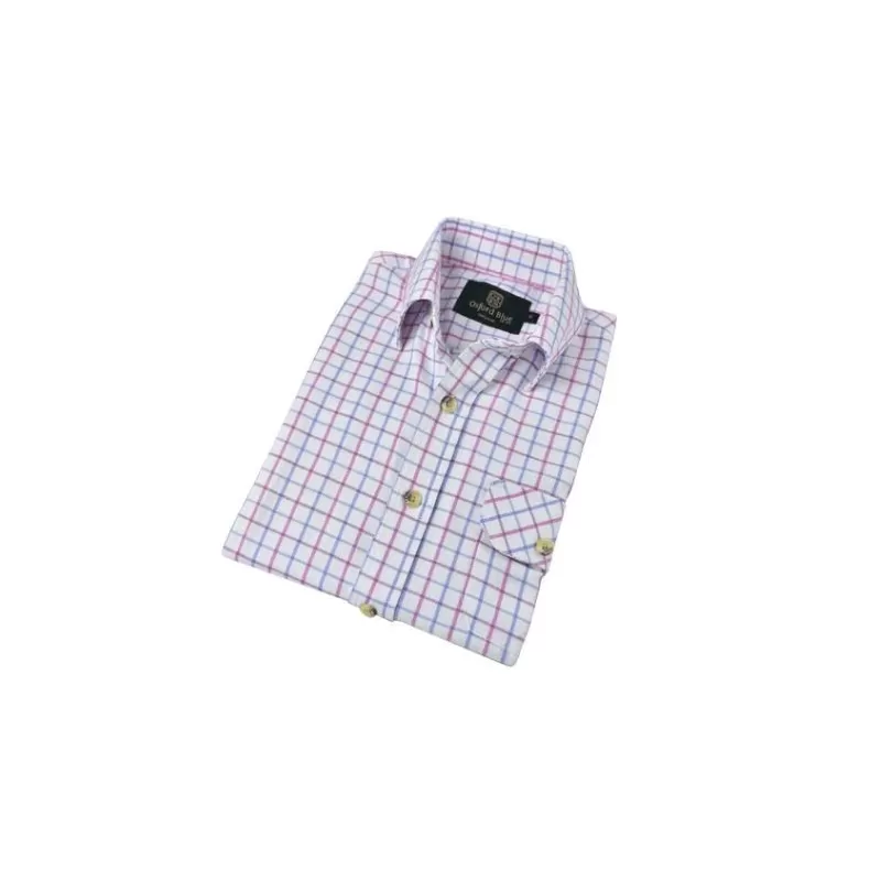 Camisa Oxford Azul Perry para Meninos, Manga Longa, Rosa/Azul