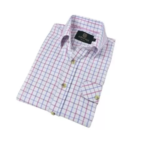 Camisa Oxford Azul Perry para Meninos, Manga Longa, Rosa/Azul