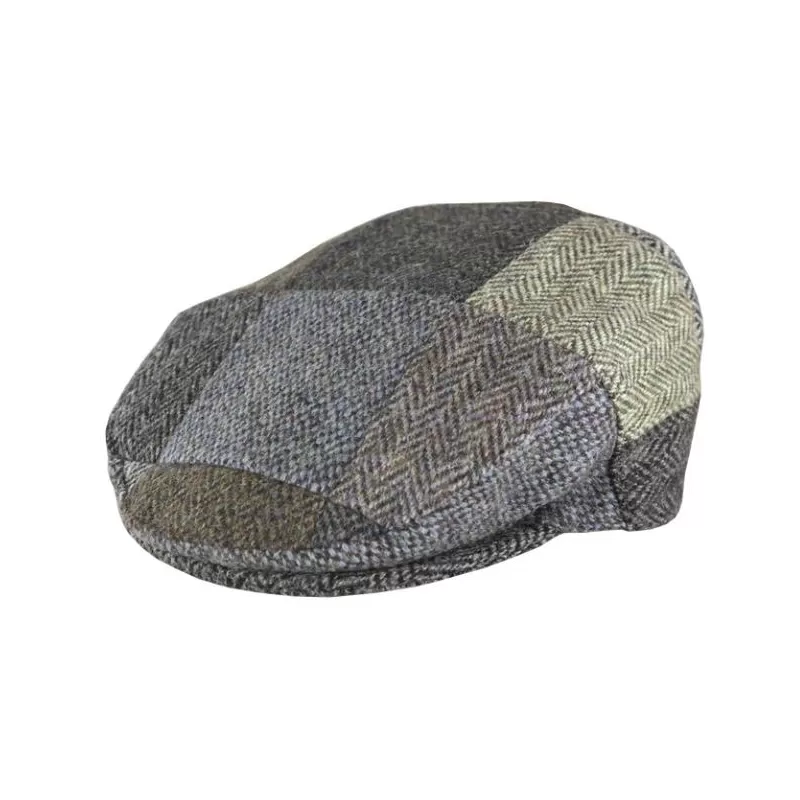 Boné Oxford Blue Harris Tweed Patchwork Misto Boné Oxford Blue Harris Tweed Patchwork Misto