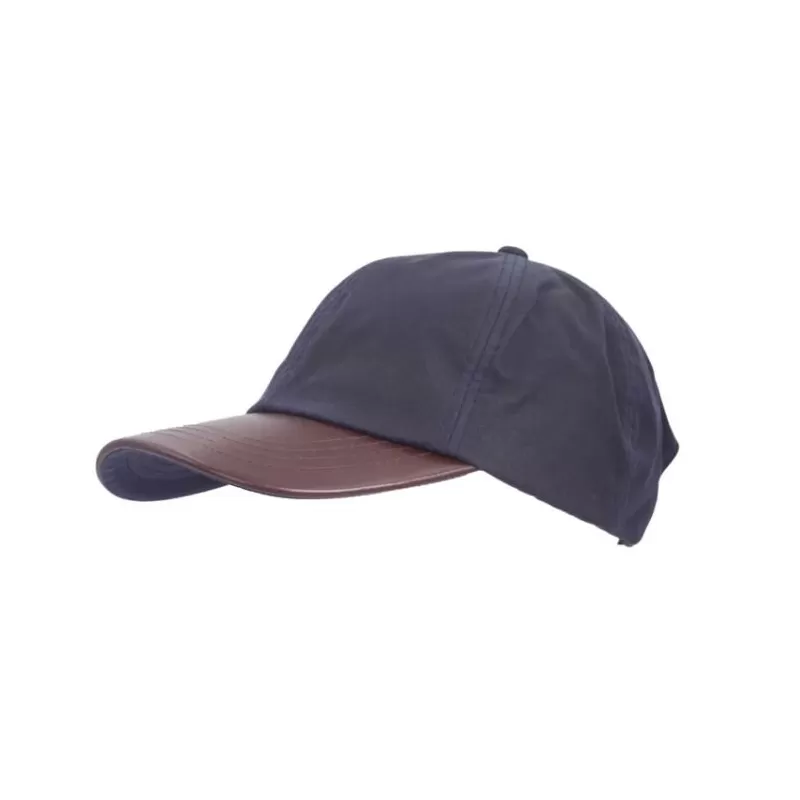 Boné Oxford Blue Peak Baseball Couro Ceroso Azul Marinho