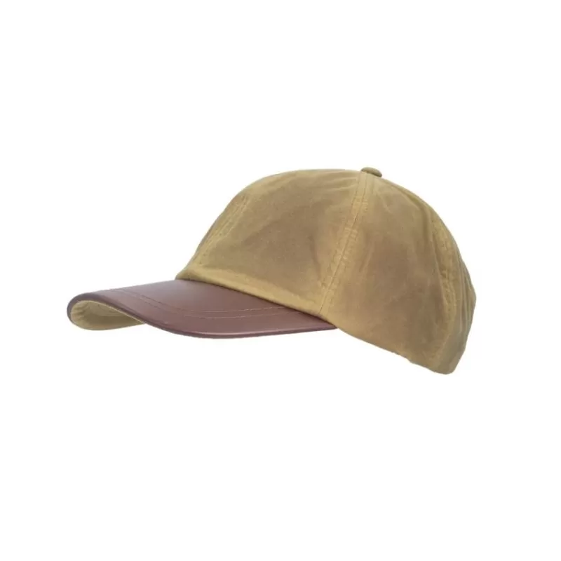 Boné Oxford Blue Peak Baseball Couro Cera Bege