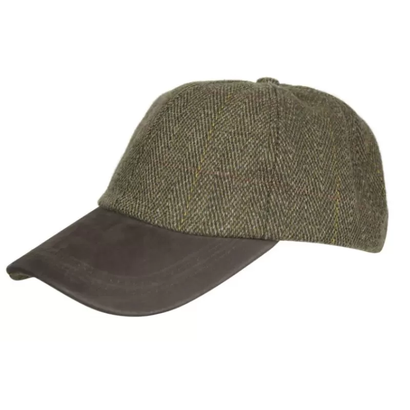 Boné Oxford Blue Peak Baseball Tweed Couro Marrom