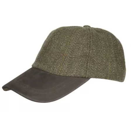 Boné Oxford Blue Peak Baseball Tweed Couro Marrom