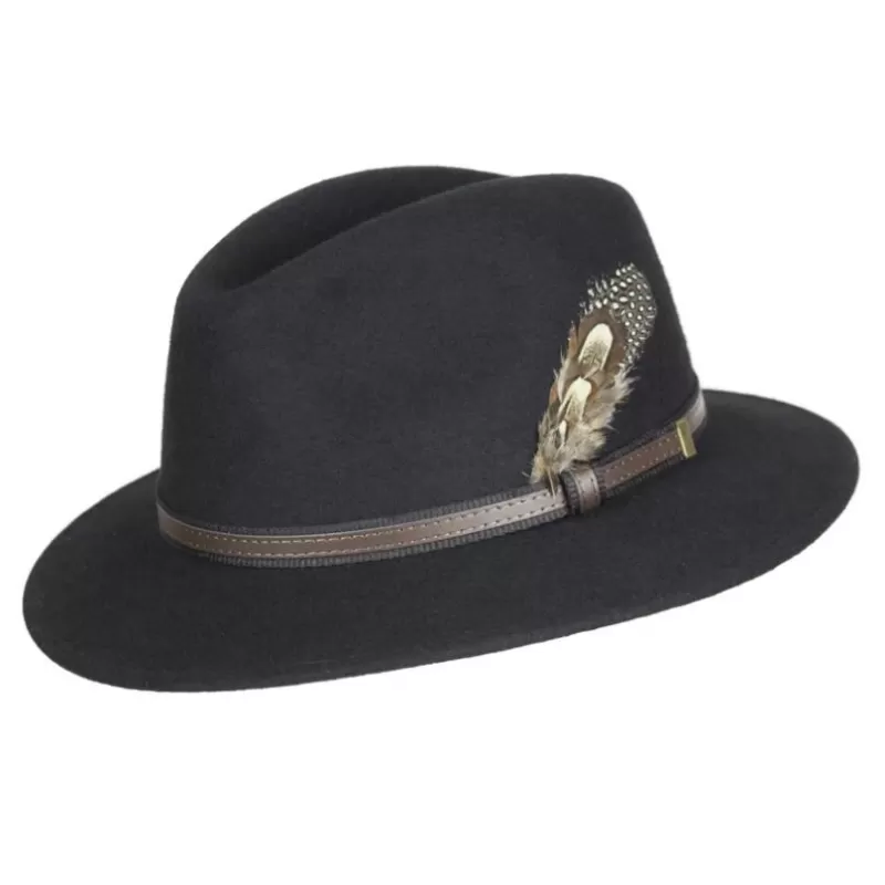 Chapéu de feltro Oxford azul Fedora unissex preto
