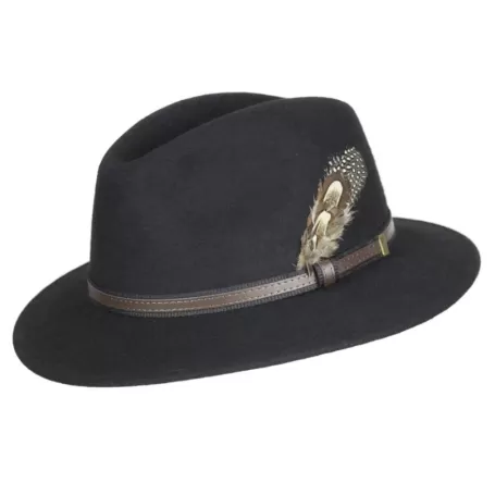 Chapéu de feltro Oxford azul Fedora unissex preto
