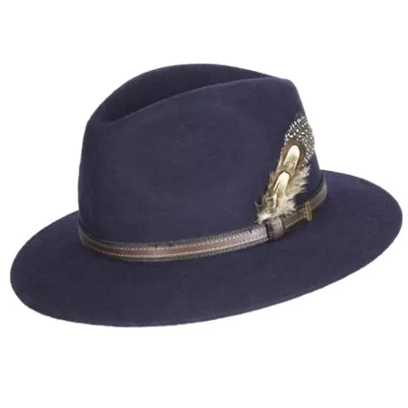 Chapéu Oxford de feltro Fedora azul marinho unissex Chapéu Oxford de feltro Fedora azul marinho unissex