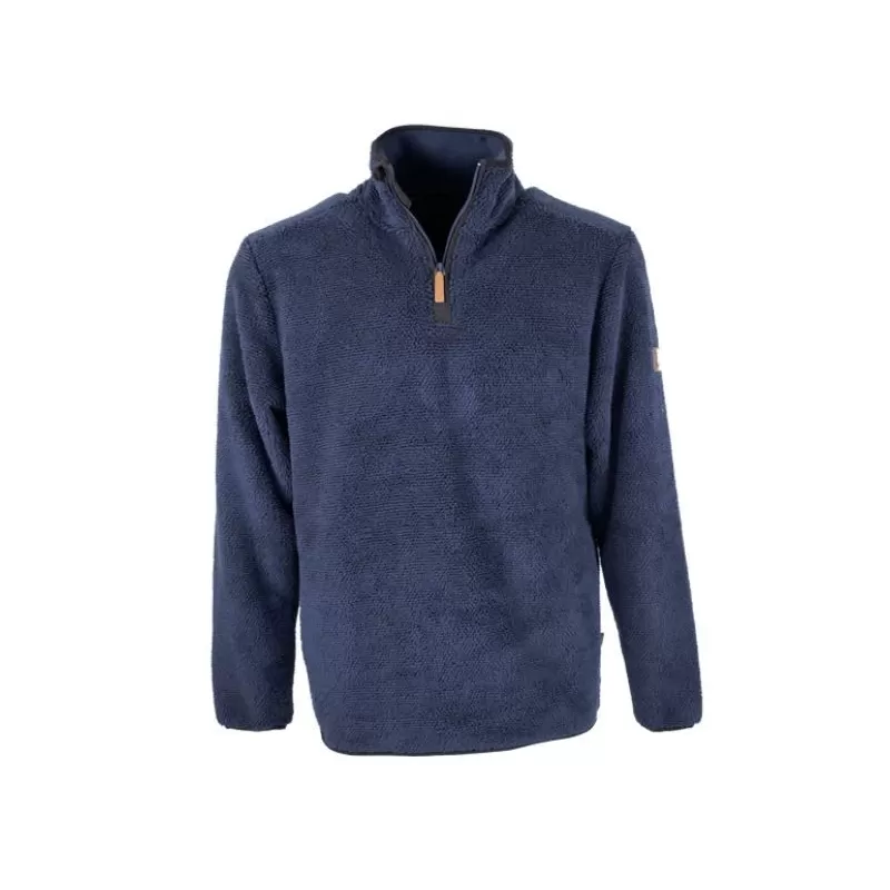 Suéter Oxford Blue Fleck Fleece com zíper de um quarto azul marinho