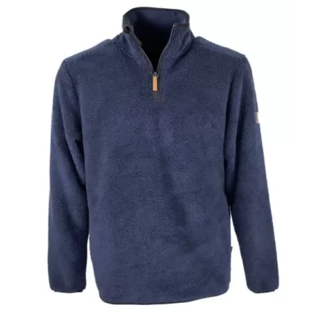 Suéter Oxford Blue Fleck Fleece com zíper de um quarto azul marinho