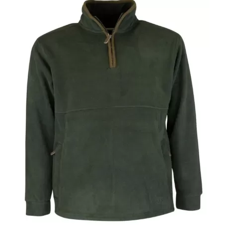 Suéter Oxford Azul Fleece Meio Zíper Verde