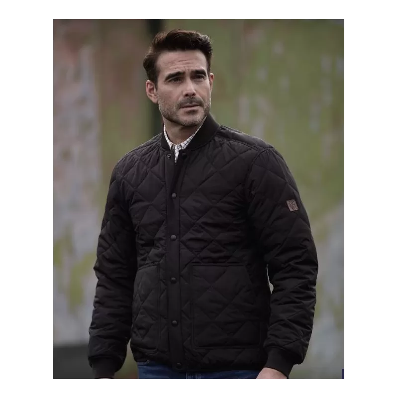 Jaqueta Oxford Azul Keswick Acolchoada Preta/Bege