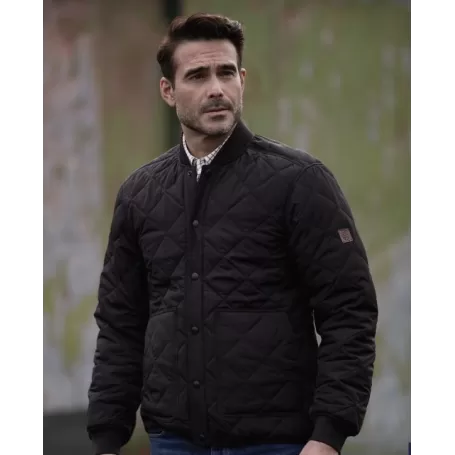 Jaqueta Oxford Azul Keswick Acolchoada Preta/Bege