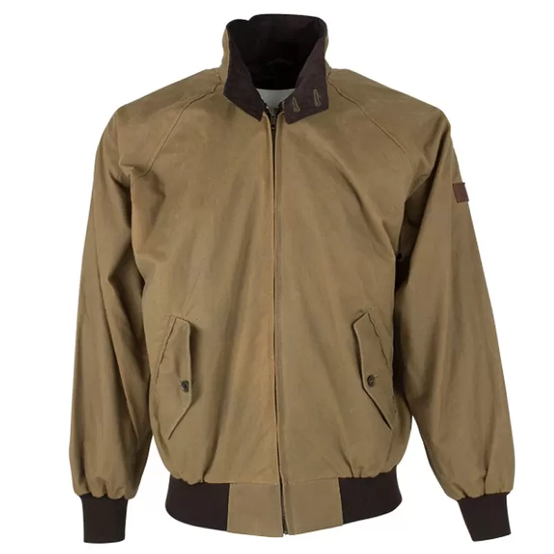 Jaqueta Oxford Azul Harrington Areia Encerada