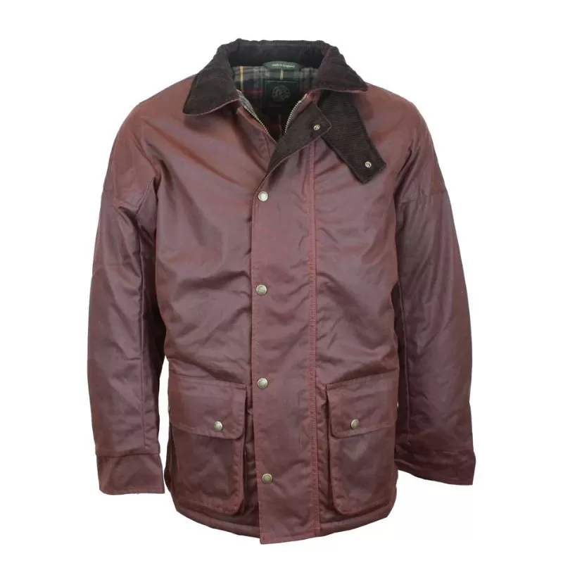 Jaqueta Oxford Chelsea Azul Acolchoada Cera Castanho Antigo Encerada