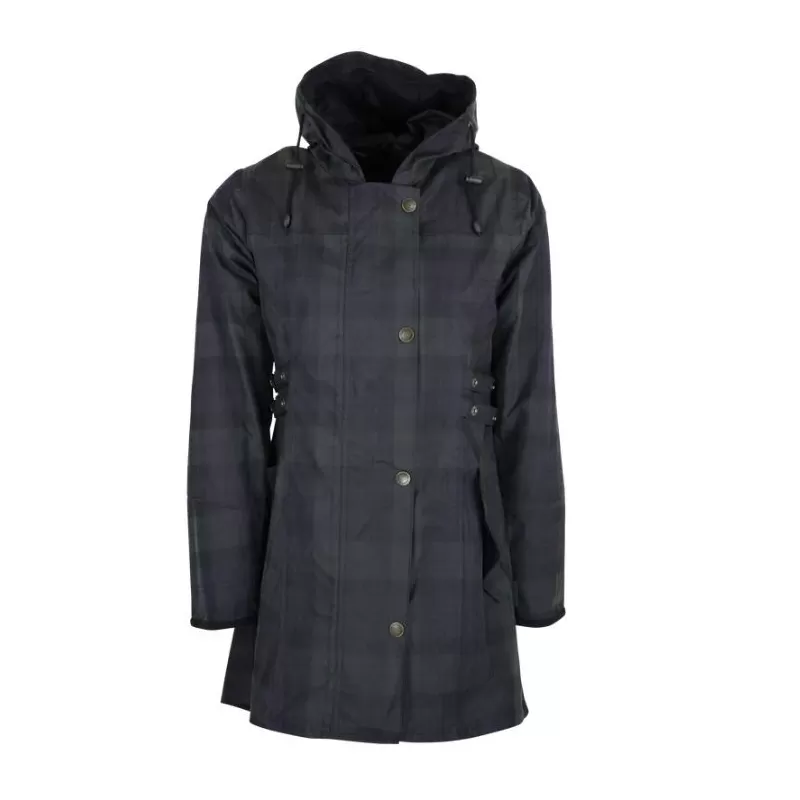 Jaqueta Katrina Blackwatch Oxford Azul Tartan Encerada
