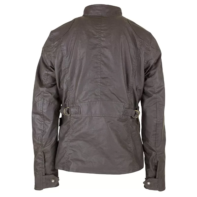 Jaqueta Oxford Azul New York Biker Marrom Encerada