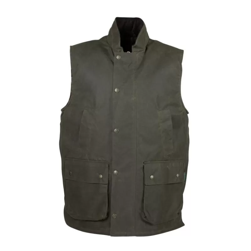 Colete Oxford Blue Gamekeeper encerado verde-oliva escuro encerado