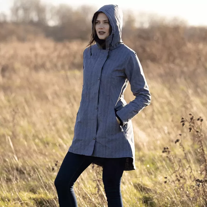 Chaqueta Oxford Blue Tartan Katrina encerada lavable POW Chaqueta Oxford Blue Tartan Katrina encerada lavable POW