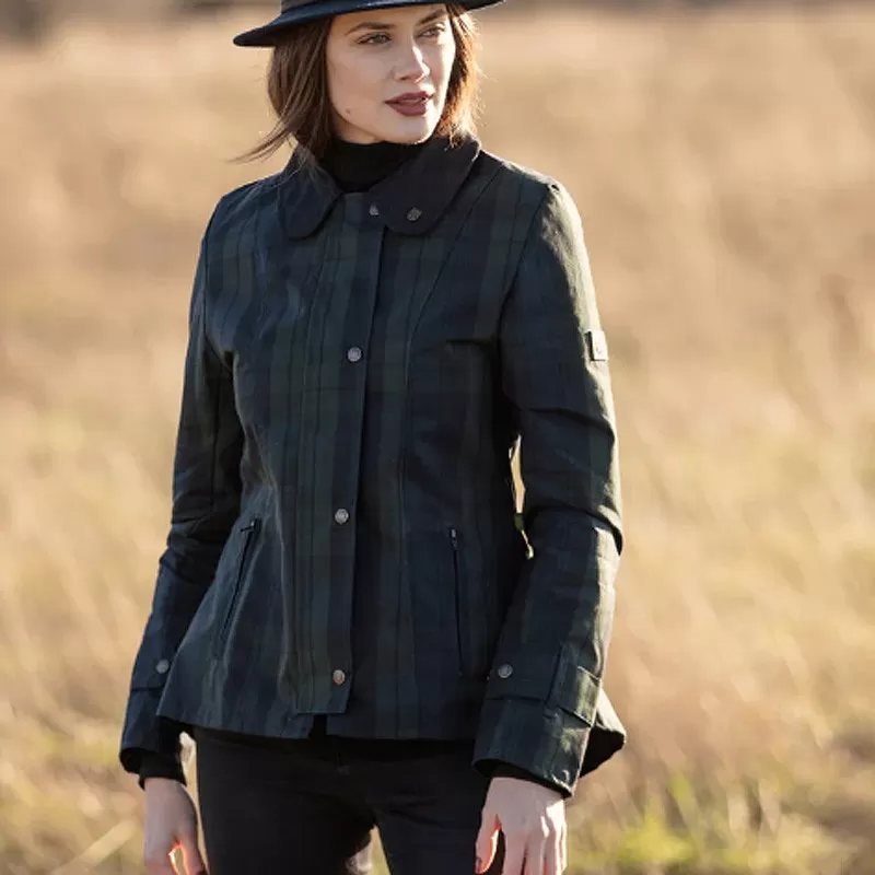 Jaqueta Oxford Tartan Âmbar Azul Lavável e Encerada Blackwatch Jaqueta Oxford Tartan Âmbar Azul Lavável e Encerada Blackwatch