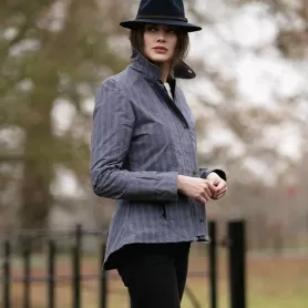 Chaqueta Oxford Blue Tartan Ambre encerada lavable POW