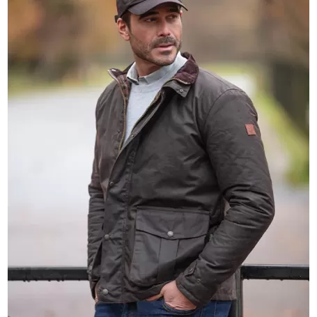 Jaqueta Oxford Azul Kendal Marrom Encerada Jaqueta Oxford Azul Kendal Marrom Encerada