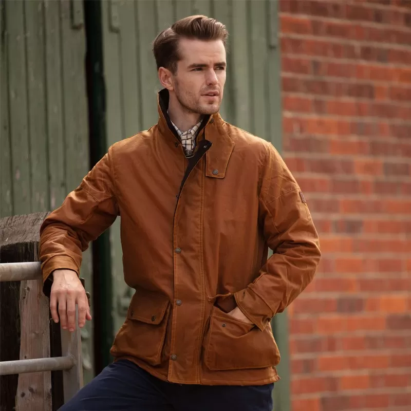 Jaqueta Oxford Azul Kingsbridge Dourada Encerada