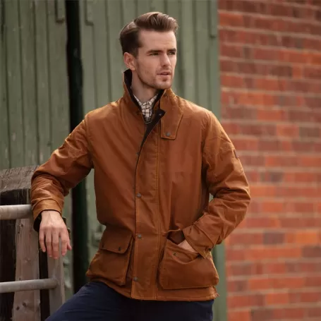 Jaqueta Oxford Azul Kingsbridge Dourada Encerada