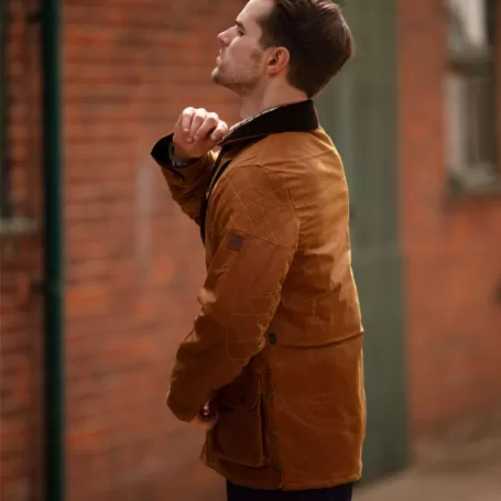 Jaqueta Oxford Azul Kingsbridge Dourada Encerada