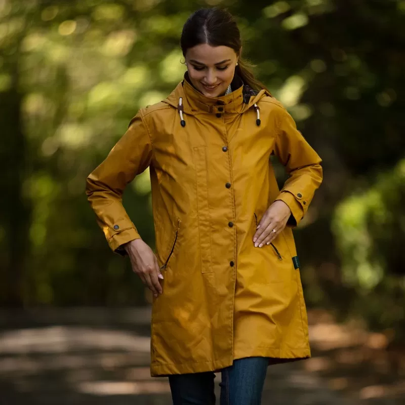 Jaqueta Oxford Azul Brighton Mostarda Encerada