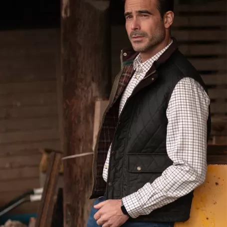 Colete Oxford Azul Kensington Acolchoado Verde Oliva Encerado