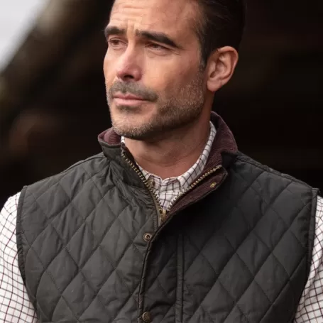 Colete Oxford Azul Kensington Acolchoado Verde Oliva Encerado