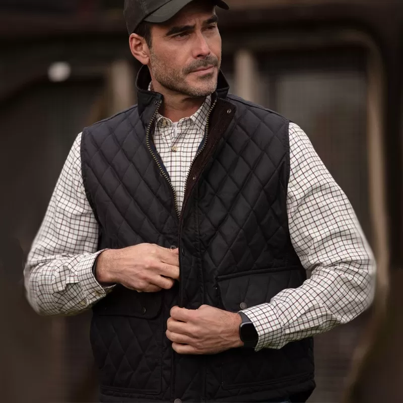 Colete Oxford Azul Kensington Acolchoado Azul Marinho Encerado Colete Oxford Azul Kensington Acolchoado Azul Marinho Encerado