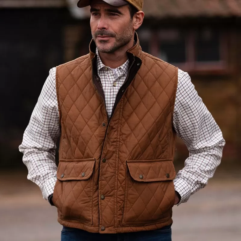 Colete Oxford Azul Kensington Acolchoado Areia Encerado Colete Oxford Azul Kensington Acolchoado Areia Encerado